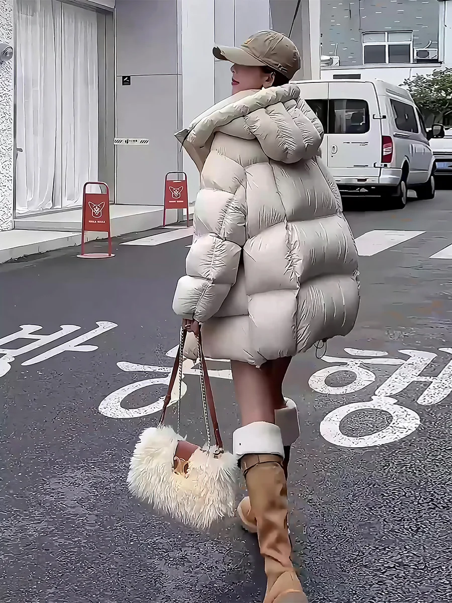 Chaqueta de Plumón para Mujer Sli Cloud Puff Jaet, con Cuello Alto y Capucha, Abrigo Cálido para Viajar, Color Blanco
