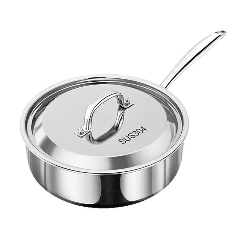 Uncoated 316L Stainless Steel Deep Fry Pan Compatible with Induction Gas and Electric Stoves Even Heat Distribution