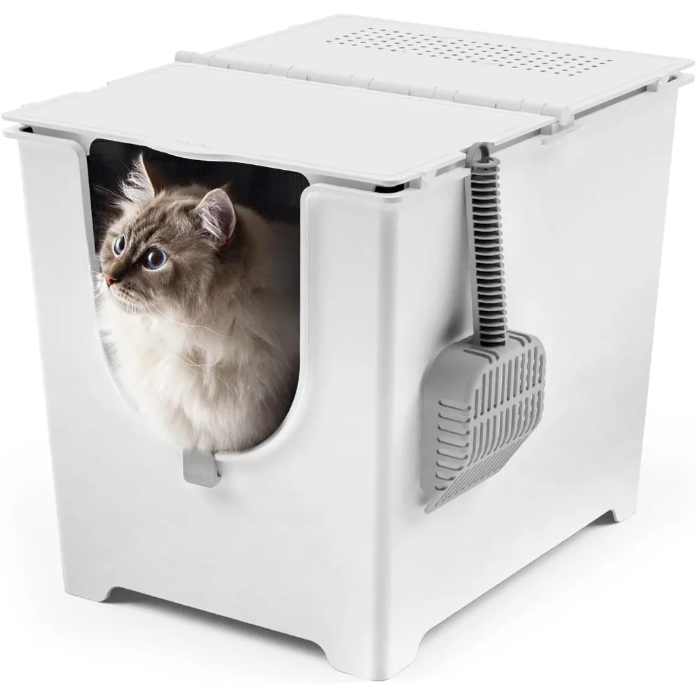

Flip Litter Box, 3 Lid Positions, Tall Seamless Base, Reusable Litter Liner, Litter Scoop