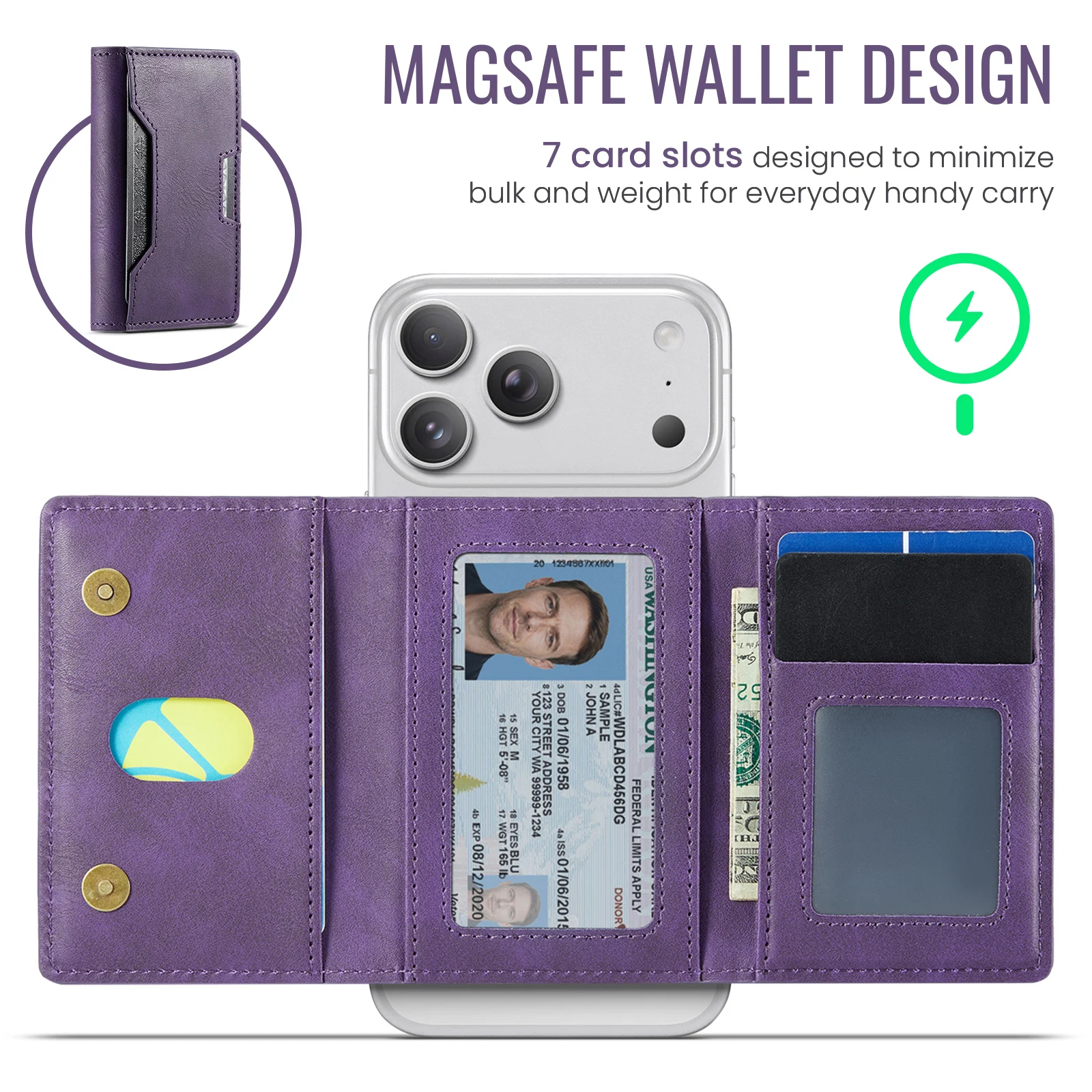 Multi-Slot MagSafe Geldbörse mit RFID-Blockierung und Magnetischem Kartenhalter für Smartphones – Detail 35