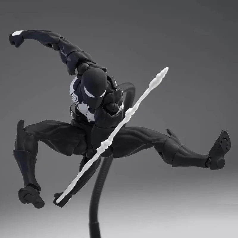 Symbiote Black Suit Spider Man 3.0 Figura posizionabile con design in stile Venom Modello d'azione articolato Regalo da collezione