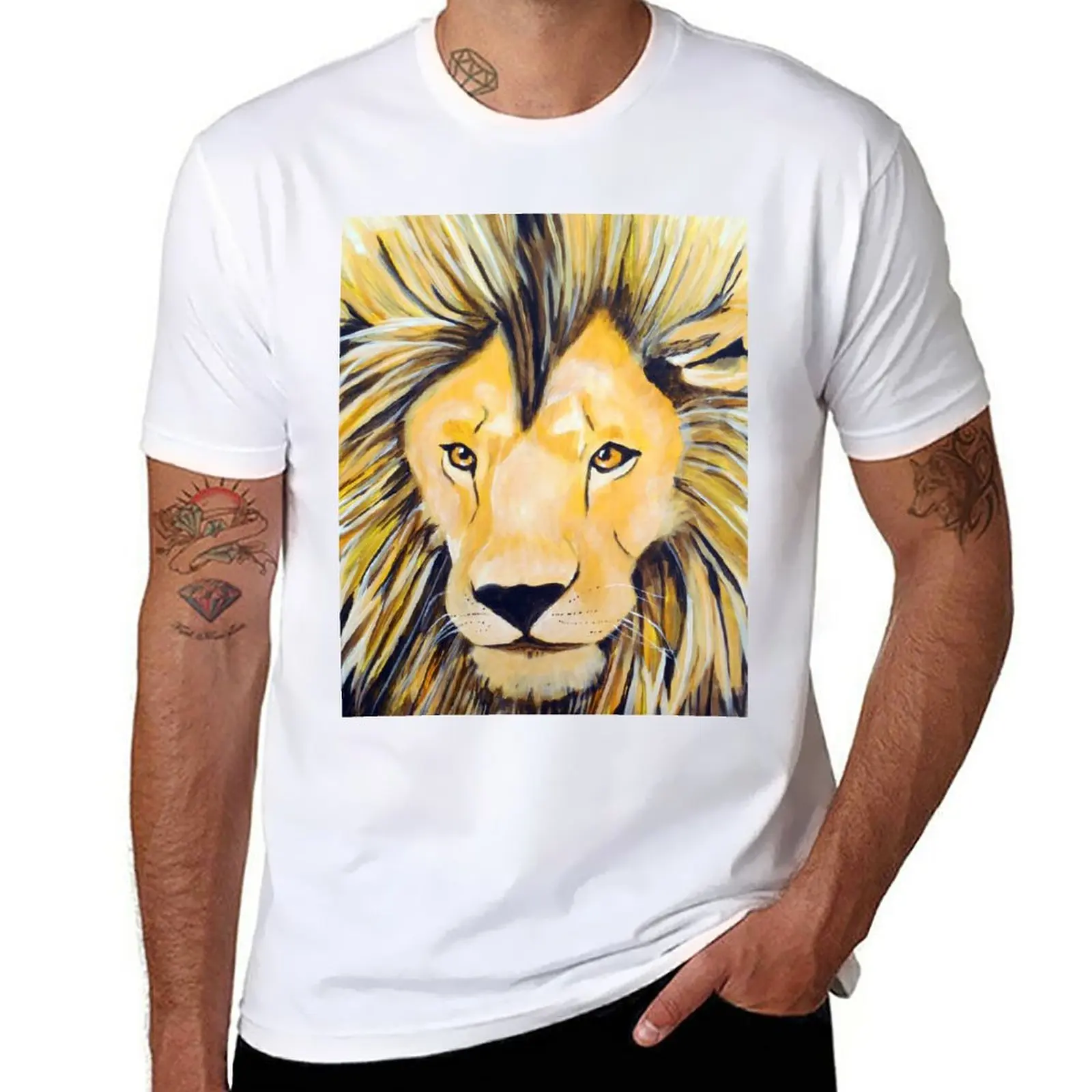 New Lion - Acrylic Painting T-Shirt plus size tops graphic t shirts Short sleeve tee men t shirts