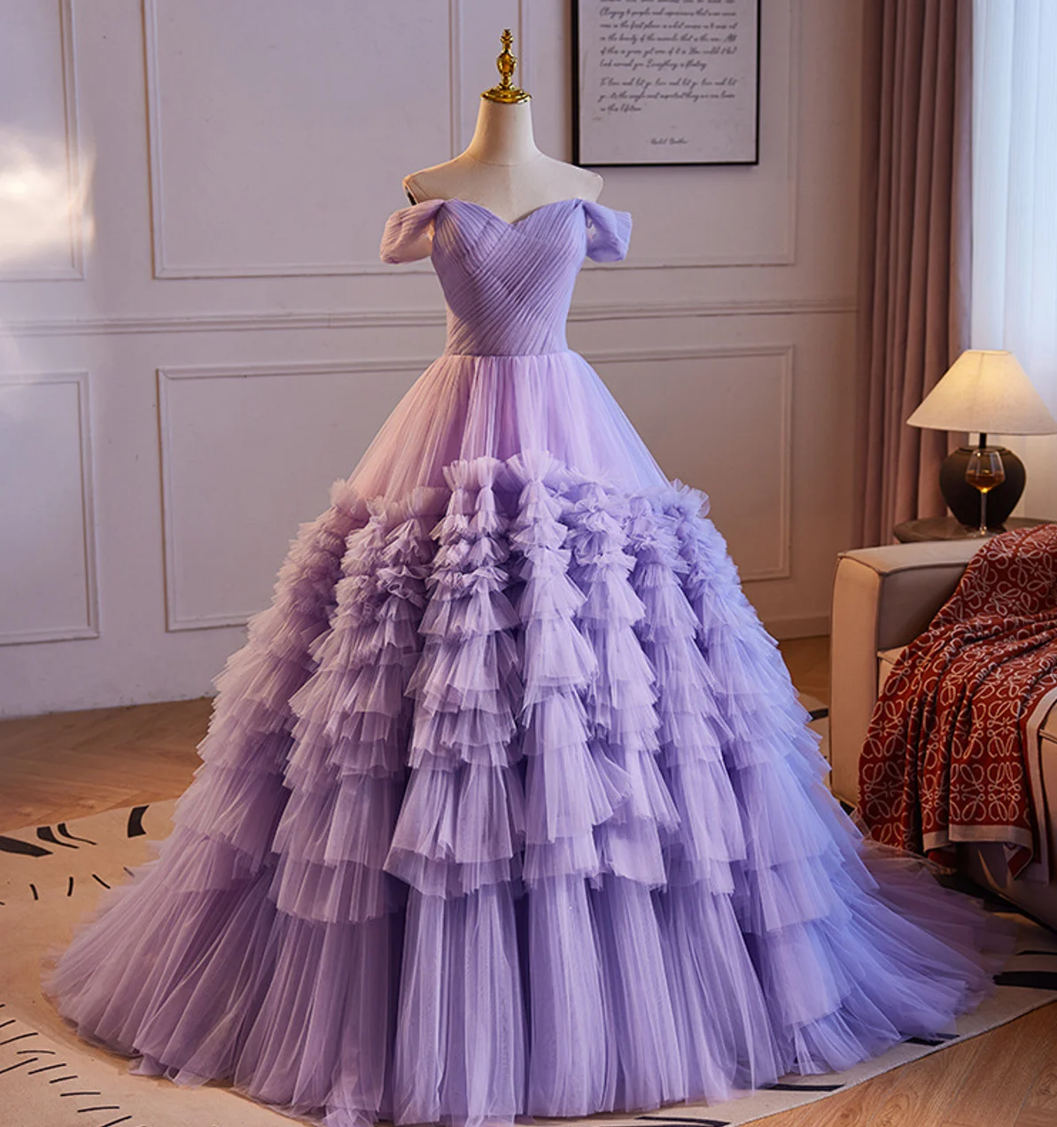 

Элегантные трапециевидные платья с открытыми плечами, многоярусные тюлевые длинные платья для выпускного вечера, вечерние платья