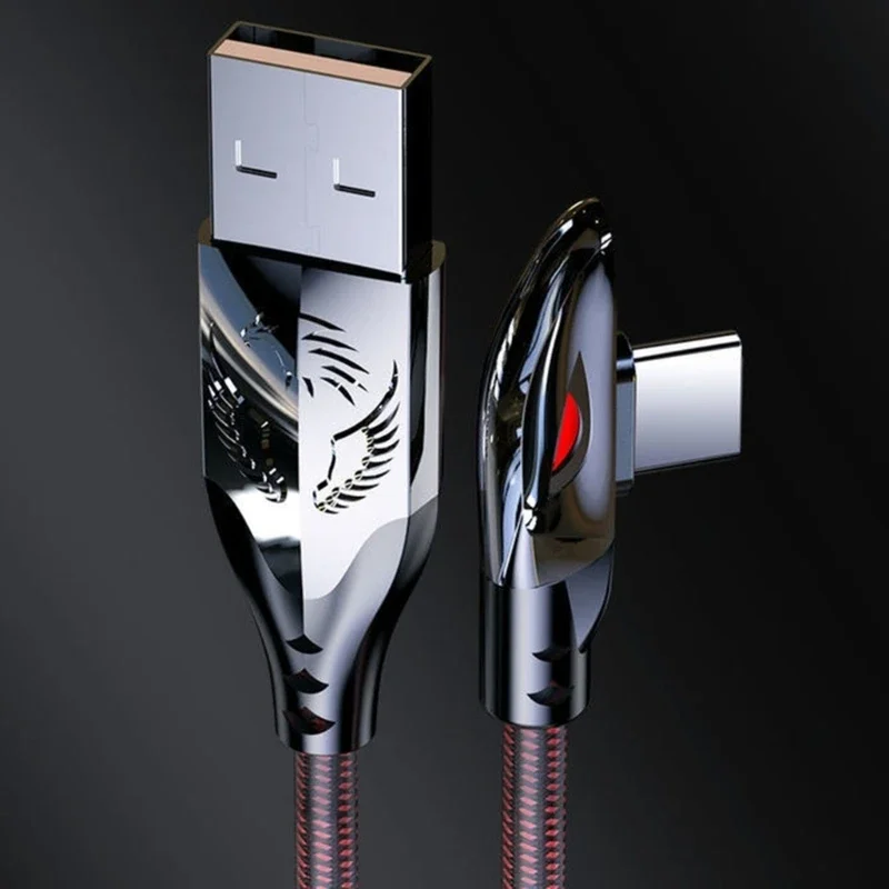 L-shaped elbow 5A super fast charging data cable braided charging cable Type-C suitable for Apple Android phones
