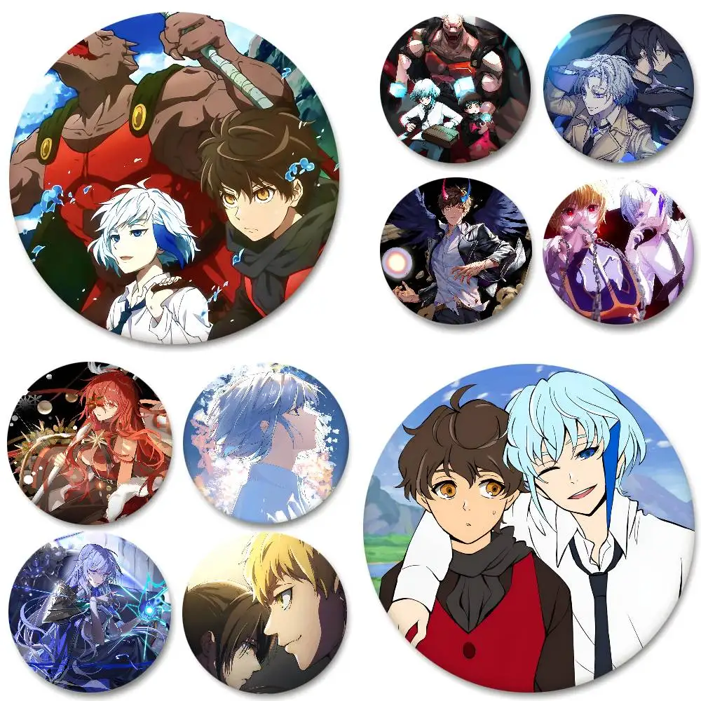 Insignias de la Torre de Dios de Anime japonés, insignia redonda, broche de moneda de hojalata, accesorios para mochila, Pin de solapa