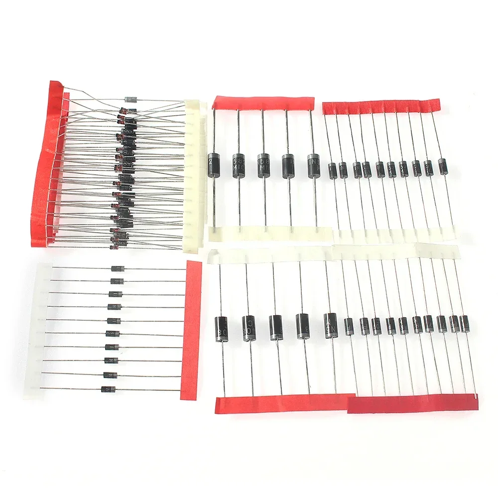 50/100/200 قطعة المعدل ديود شوتكي الثنائيات عدة 1N4007 1N4148 1N5819 1N5399 1N5408 1N5822 FR107 FR207 التبديل السريع