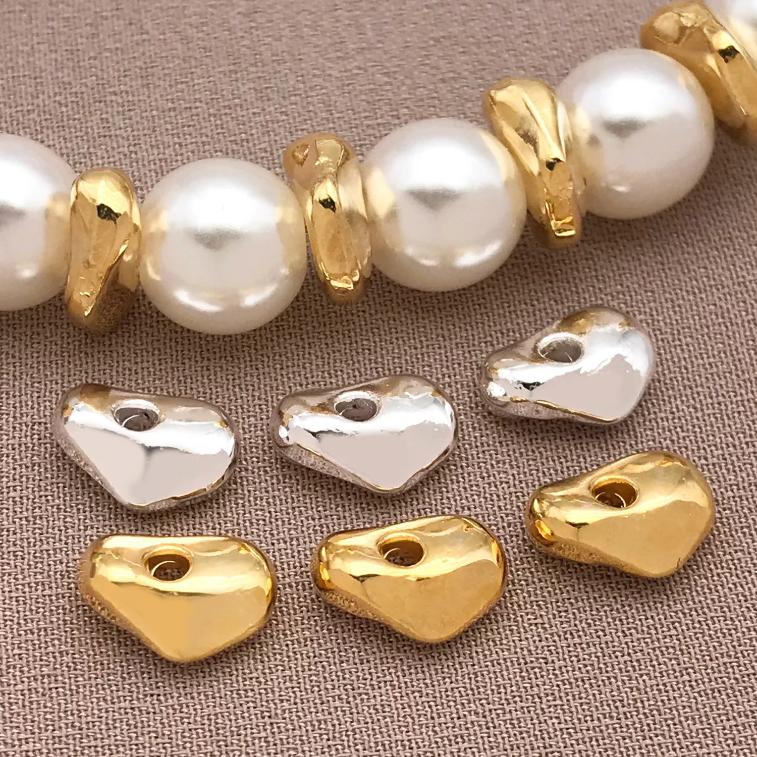 

5/10pcs 18K Gold Copper Plated Gold Metal Irregular Spacer Beads For DIY Bracelets Necklaces Jewelry Making Supplies Accessories