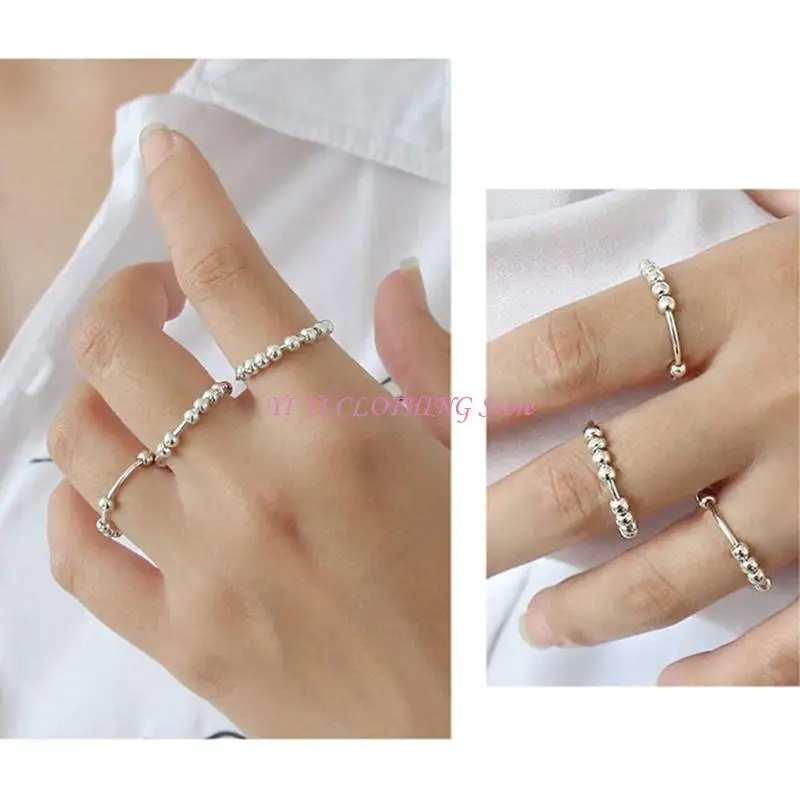 N5KF Anxiety Worry Peace Rings Spinner Beads Rings Relieving Stress Jewelry