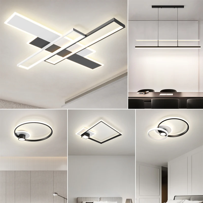 Plafonnier au Design Minimaliste Moderne, Disponible en Blanc et Noir, Luminaire Décoratif de Plafond, Idéal pour un Salon, une Chambre à Coucher, une Cuisine ou une Salle à Manger