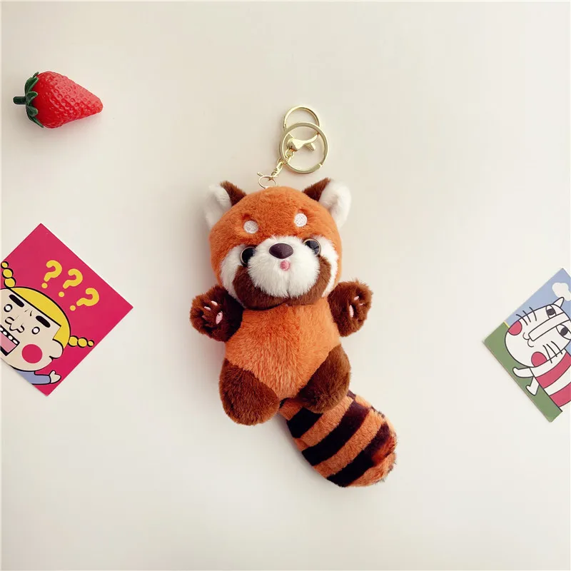 Cute Cartoon Red Panda Plush Toy Pendant Little Raccoon Doll Keychain Doll Playground Raccoon Stuffed Backpack Decor Gifts Kids