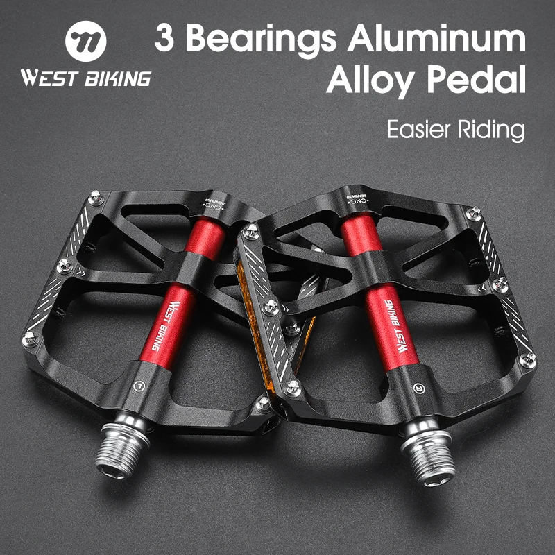 WEST BIKING Bicycle Pedals Ultralight 3 Bearings Anti-Slip Cycling Pedals BMX MTB Road Bike Sealed Bearing 9/16 