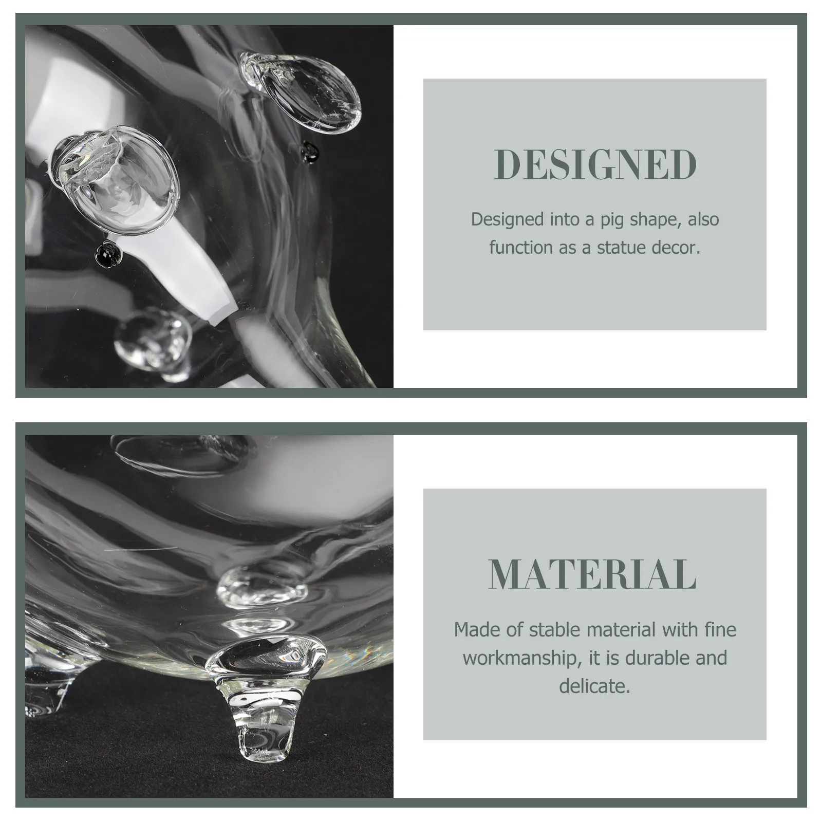 

Transparent Glass Piggy Bank Cute Pig Shape Money Pot Clear Coin Box Saving Jar Kids Gift Glass Piggy Bank Pig-Shaped Money Pot