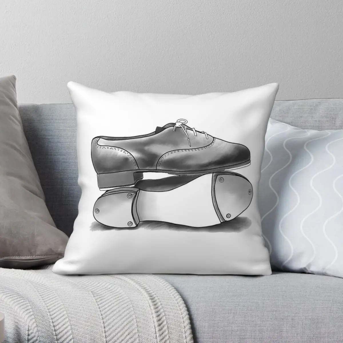 Black Tap Dance Shoes Stacked Square Pillowcase Polyester Linen Velvet Printed Decorative Throw Pillow Case Home Cushion Cover