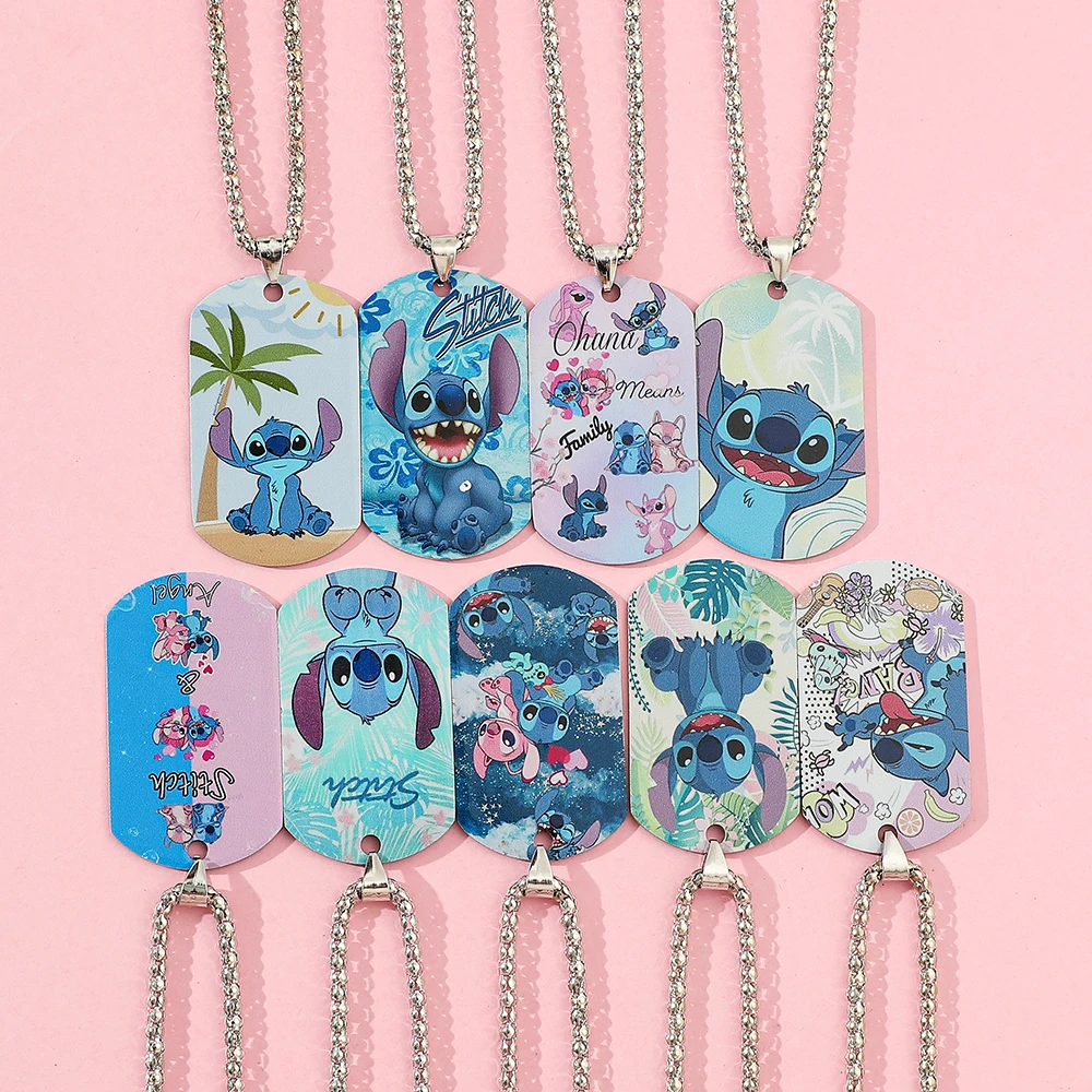 Cute Disney Anime Character Stitch Label Necklace Total 9 Styles Stitch Necklace Costume Jewellery Birthday Gift