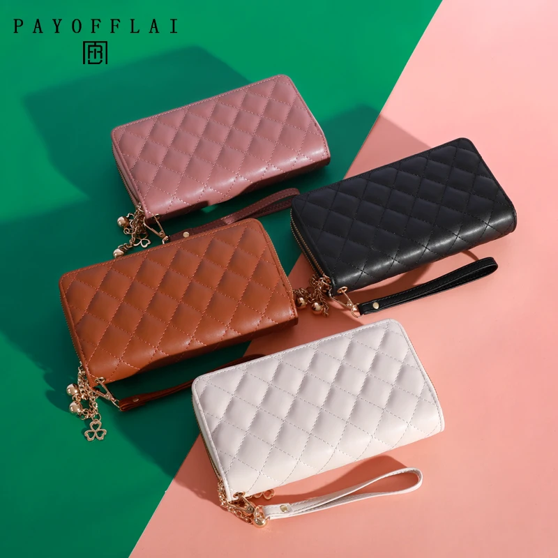 Genuine Madley Women's Tassel Long Wallet Business Card Holder Double Zipper PU Leather Clutch Luxury Wallet And Phone Bag