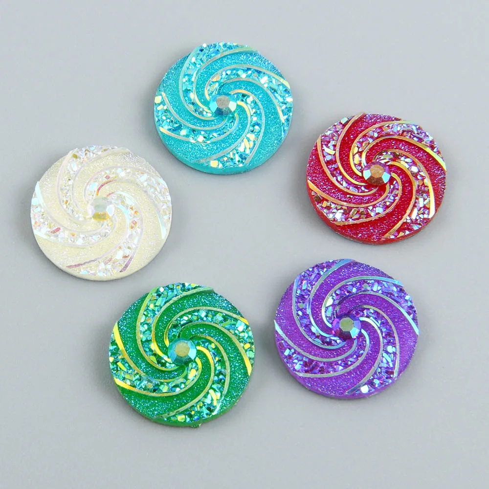 

30pcs 18mm AB Color Round Flatback Whirlwind Resin Rhinestones for Wedding/Home Decoration Diy Applique Ornament Accessories