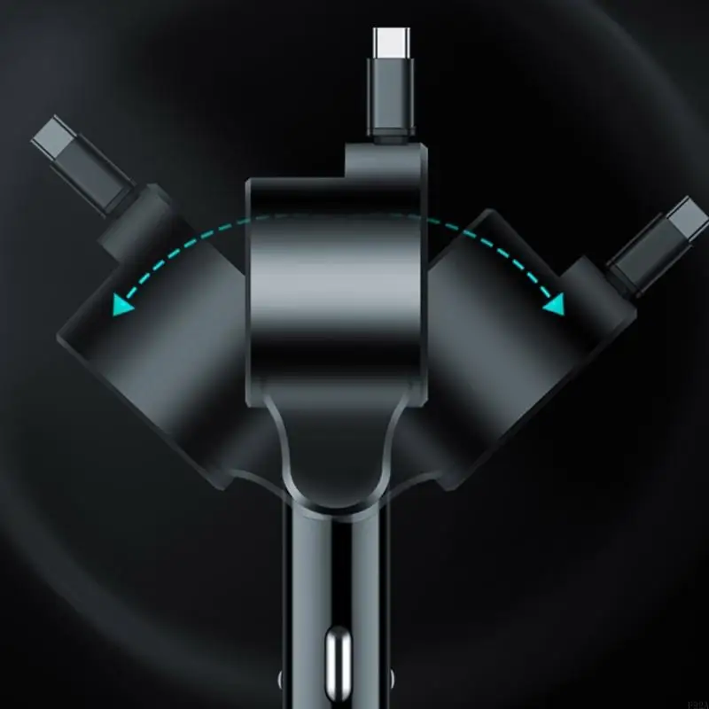 F92A многофункциональный адаптер автомобильной зарядки с тройным выходным кабелем типа C