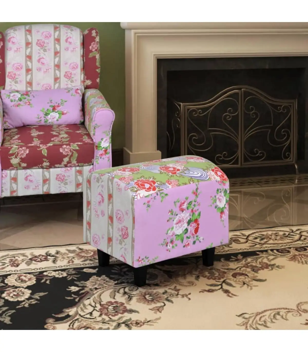 Ottoman Patchwork Stool Pastoral Style