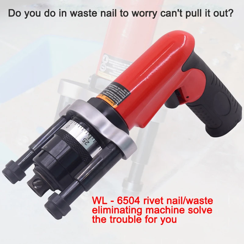

WL-6504 Pneumatic Rivet/Waste Nail Removal Machine Adjustable 0-25mm Rivet Cap Removal Drill Waste Nail Broken Nail Removal Tool