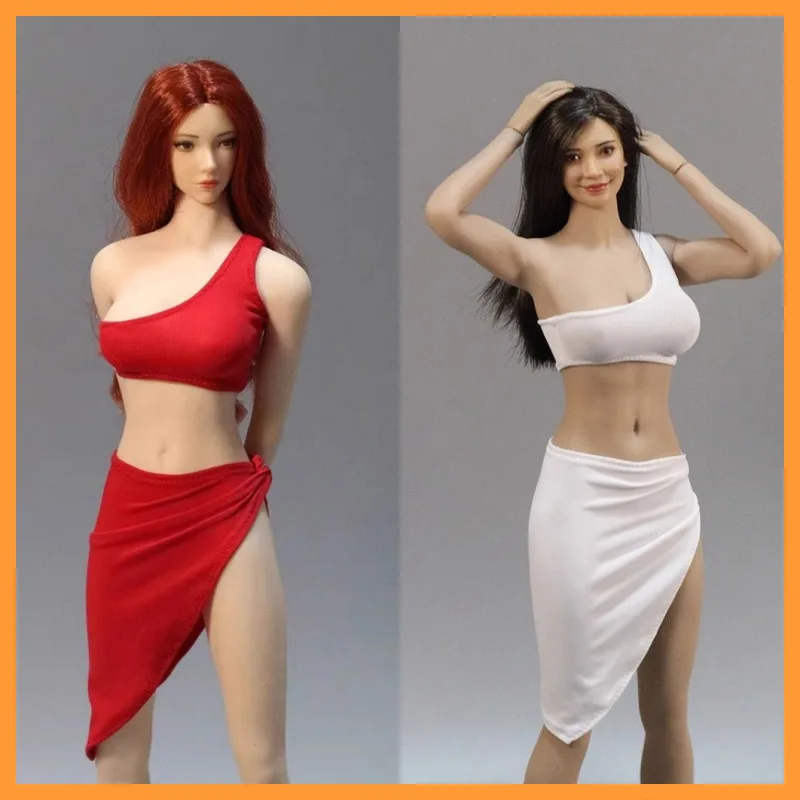 

DMTOYS 1/6 Scale Sexy Design Solid Color Shoulder Strapless Half Skirt Set With Sloping Edges Fit 12inch Action Figure Model Toy