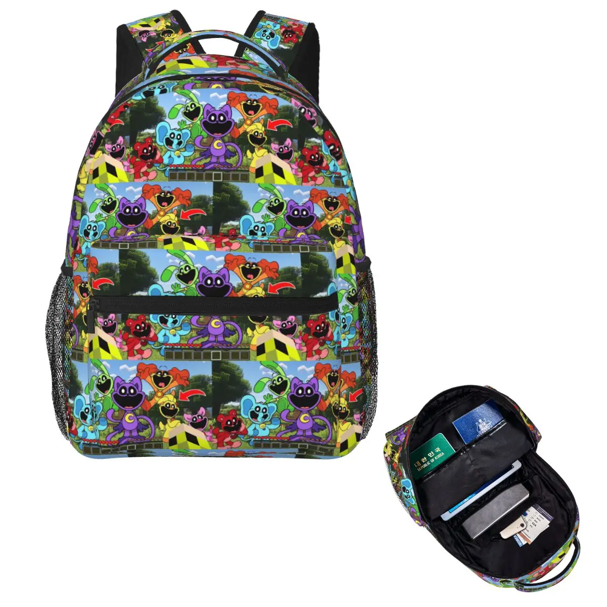 

Smiling Critters Cartoon Game Backpack Hot Sale Daypack Large Capacity Children BookBag School Bag Shoulder Bags for Men Women