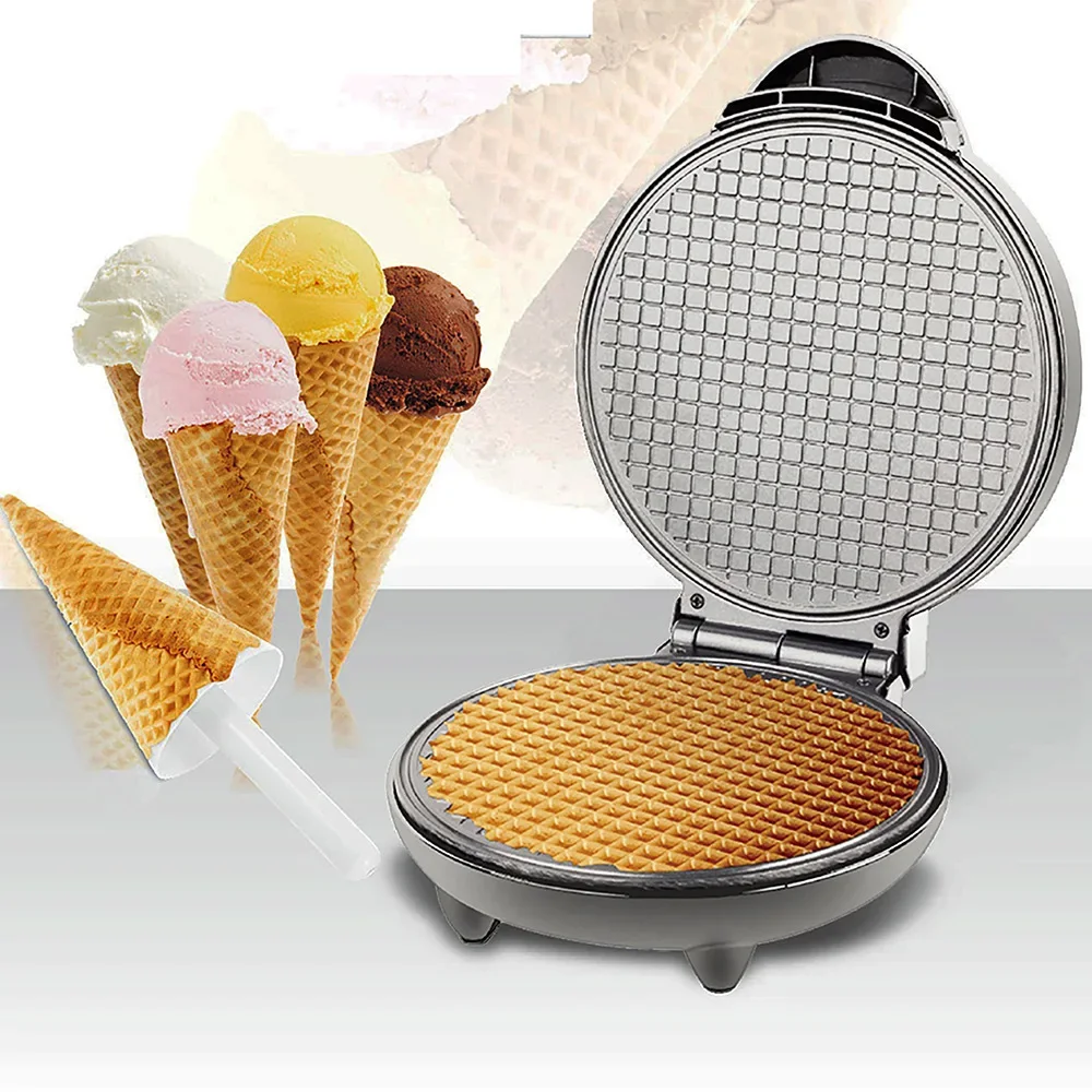 Elektryczna maszyna do robienia chrupiących jajek Omlet Sandwich Iron Crepe Baking Pan Waffle Pancake Oven DIY Ice Cream Cone Machine EU Plug