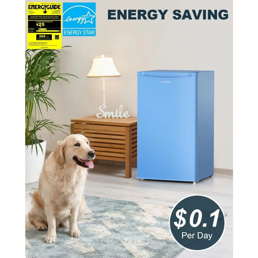 ثلاجة صغيرة 3.2 قدم مكعب مع فريزر ثلاجة صغيرة بباب واحد لاستخدام مكتب غرفة النوم مع ترموستات قابل للتعديل مدمج