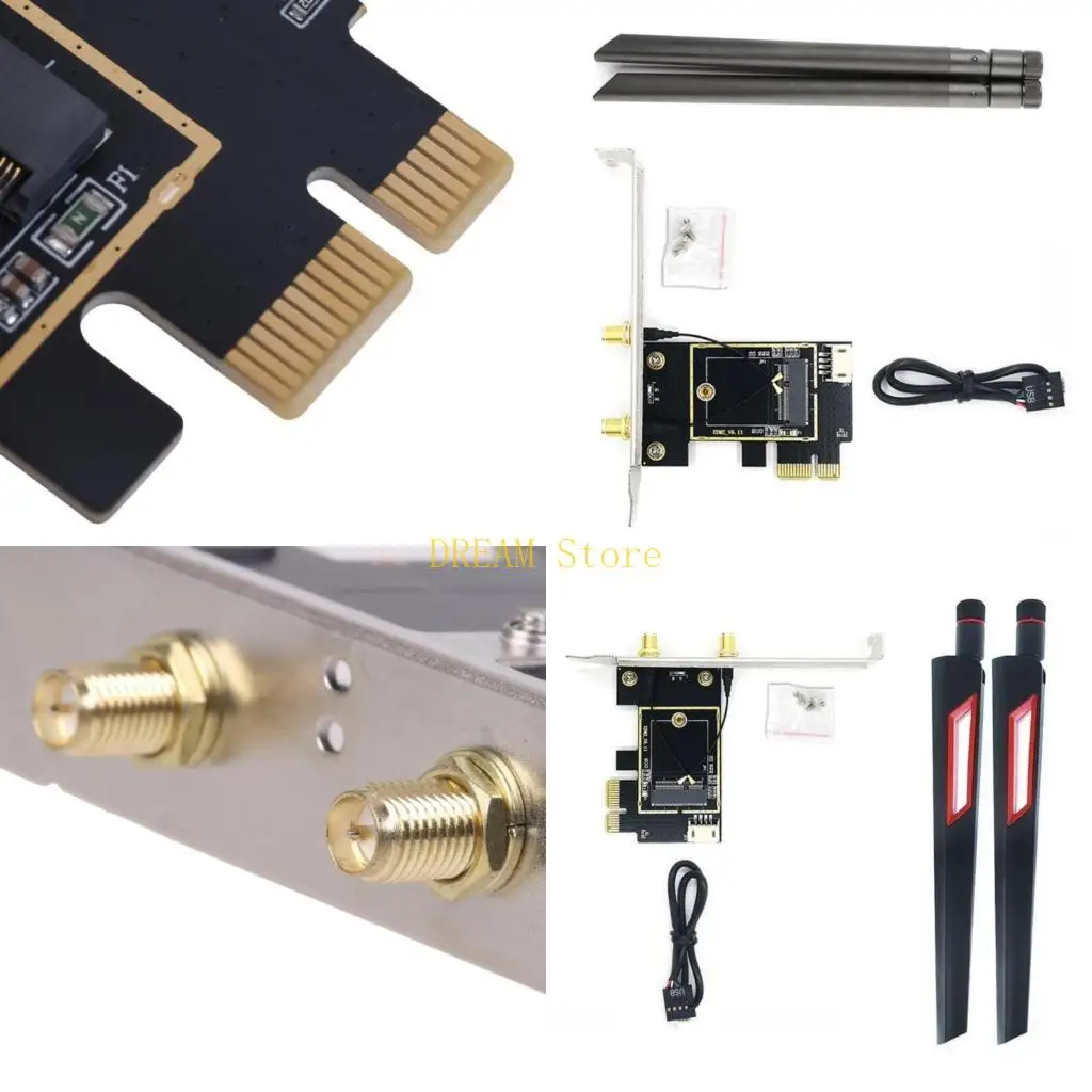 

M.2 NGFF Wifi Wireless Networking Card to PCIe Desktop Converter with Antennas best sale