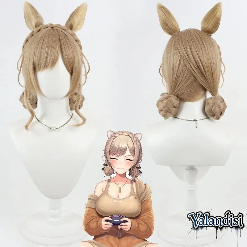 Yalandisi& Virtual YouTube Vtuber Streamer Furen E Lustario Cosplay Wig Halloween Carnival Party Props Synthetic Hair+Wig Cap
