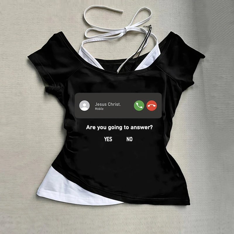 

2025 summer women new camisole clothing printed temperament slim fit camisole T-shirt Y2K women's clothing top