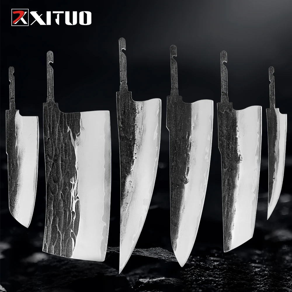 XITUO Kitchen Knife Blank Triple-layer composite steel 9CR18 core Hand Forged Super sharp Chef Knife Making DIY Knives Blades