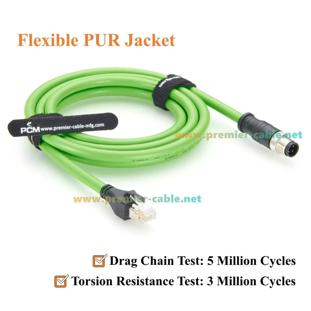 PROFINET M12 D-Coded 4-Pin Stecker auf RJ45 Stecker Industrielles Ethernet-Kabel CAT5e geschirmt IP67 hochflexibel für EtherCAT, PLC, Roboter – Detail 4