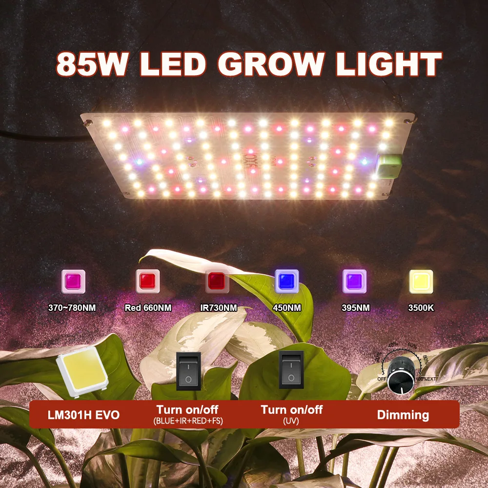 LM301H EVO LED Wachstumslampe 85W 180W Infrarot Hydroponische Gartenbaulampe für Indoor-Pflanzenwachstum im Haus und Garten