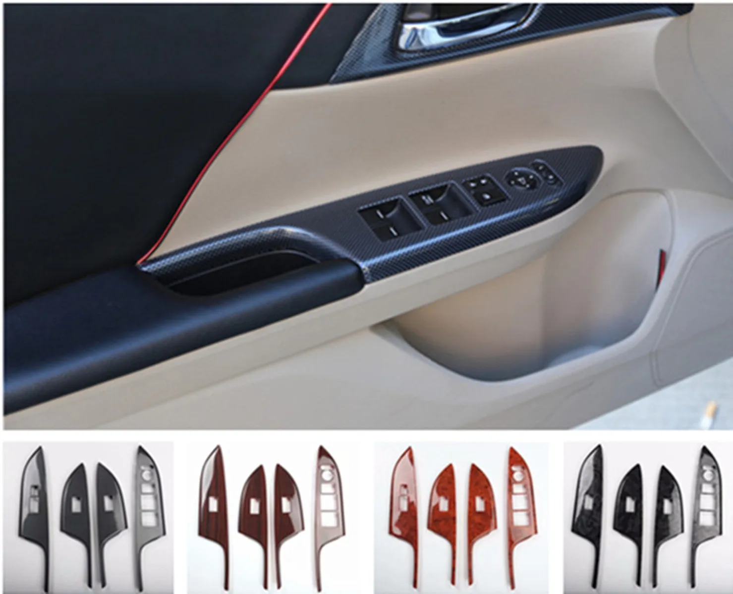 4pcs/lot ABS carbon fiber grain or wooden grain car window lift panel decoration cover for 2014-2017 HONDA Accord 9/9.5 MK9/9.5