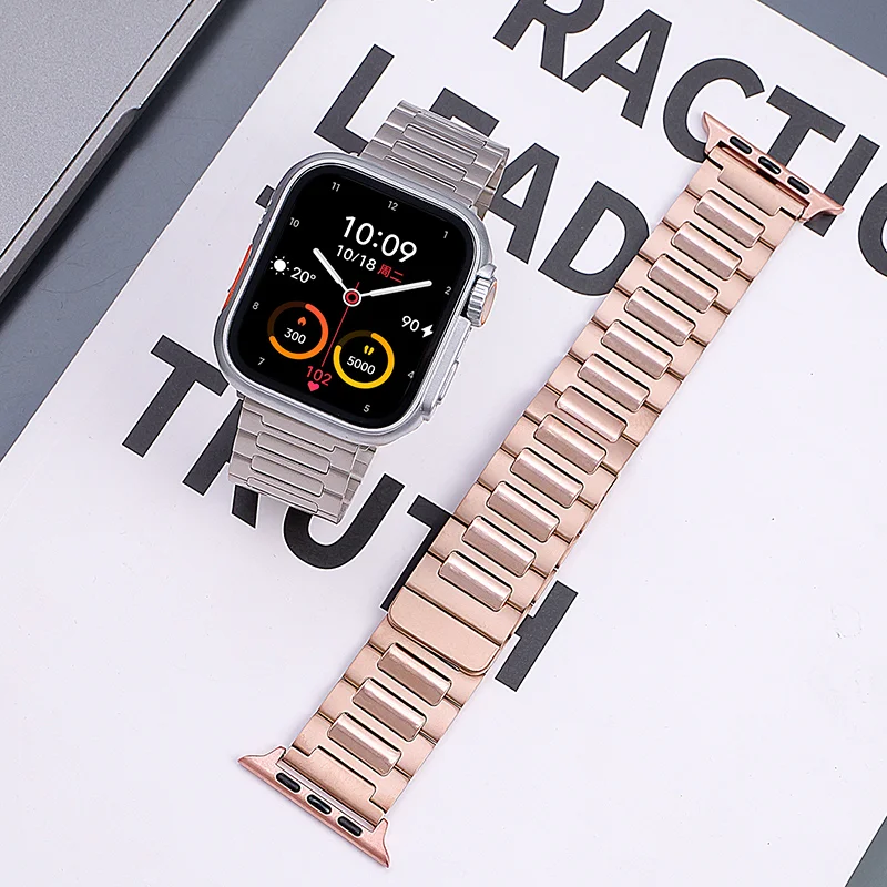 

Магнитный ремешок из нержавеющей стали для Apple Watch Ultra2 49 45 41 40 46 42 44 мм, металлический браслет для iWatch серии 10 9 8 7 6 5 4