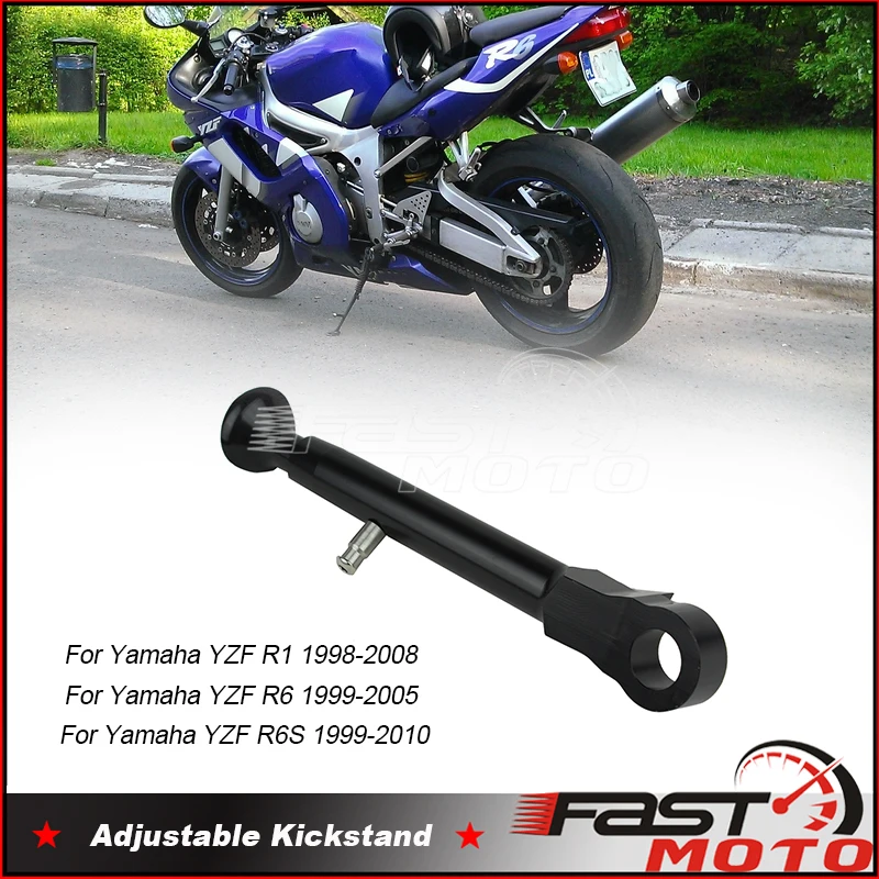 Motorcycle Adjustable Kickstand Side Stand For YAMAHA YZF R1 R6 R6S YZF-R6 1999-2005 YZF-R6S 99-10 YZF-R1 98-08 5SL-27311-00-00