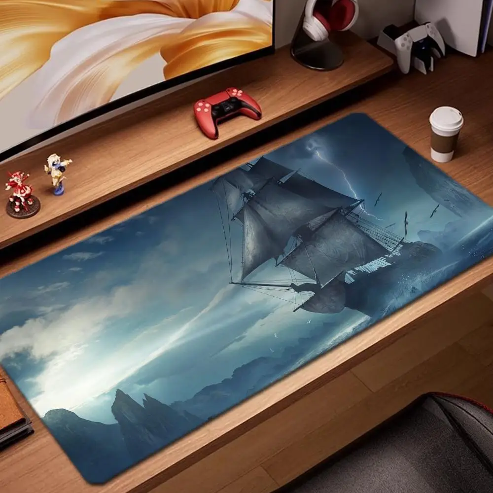 

pirate ship wallpaper Mouse Pad Game Accessories keyboard pad XXL large locking edge 900X400 mm table mat Gaming mousepad