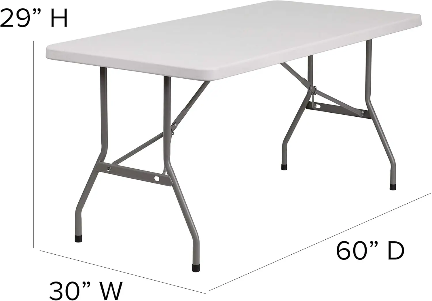 5-Foot Granite White Plastic Folding Table - Banquet/Event Folding Table