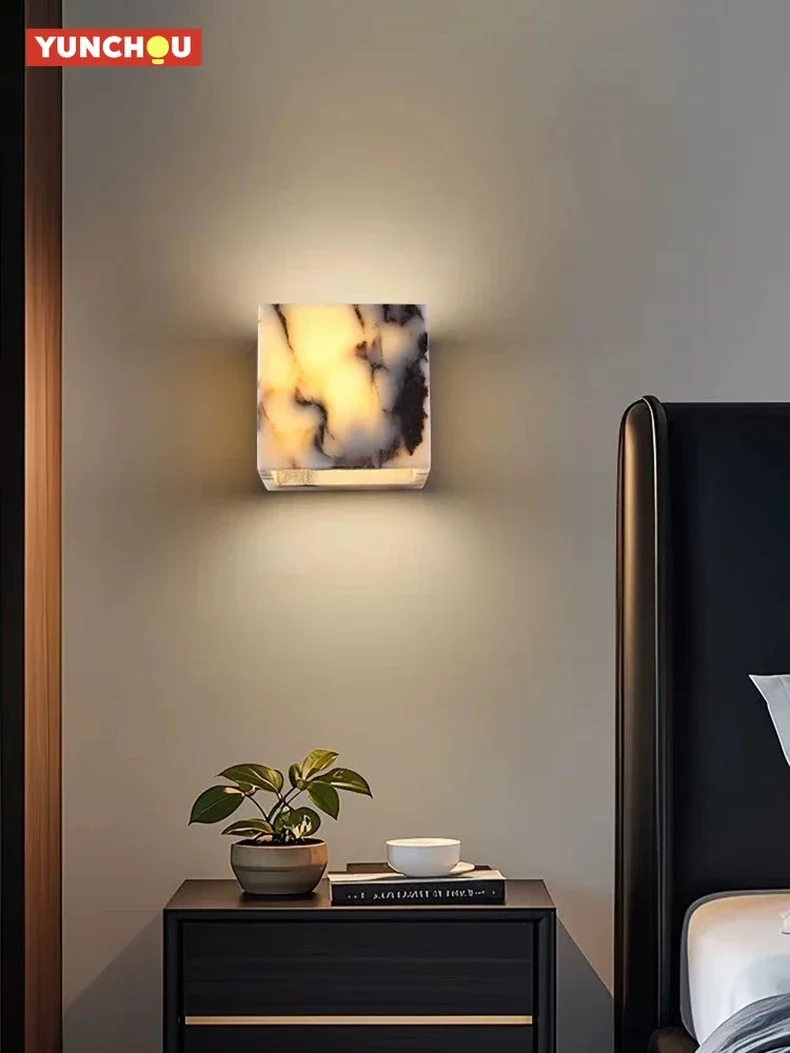 

Скандинавский креативный настенный светильник из мрамора Calacatta класса люкс для спальни, прикроватной зоны, прихожей, гостиной, коридора, декоративное освещение