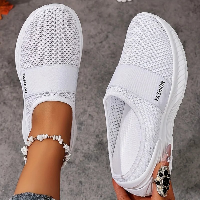 Women's Casual Slip-On Sneakers Breathable Fabric Lightweight PVC Sole Machine Washable Cleanable All-Season Comfort Shoes image 2
