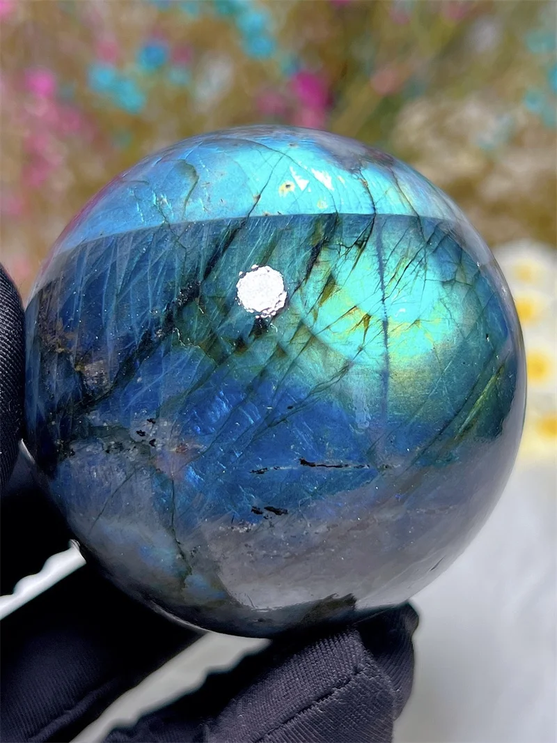 

Natura Crystal Blue Light Labradorite SPhere With Rain Bow Free Form Carving Reiki Healing Stone Home Decoration Exquisite Gift