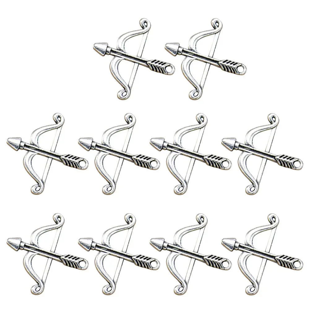 

20 шт. подвесок-украшений из сплава в форме лука и стрелы, уникальной формы, компоненты для изготовления ювелирных изделий своими руками, для ожерелий, браслетов, брелоков