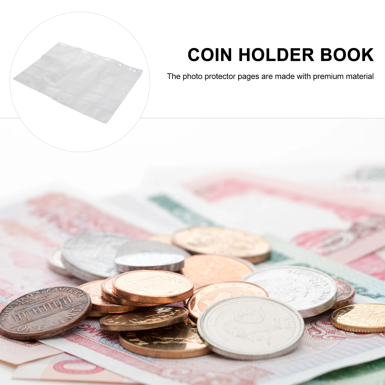 5 Pcs Commemorative Coin Storage Book Pockets Album Holder Collecting Transparent Money Bag Banknotes Protector
