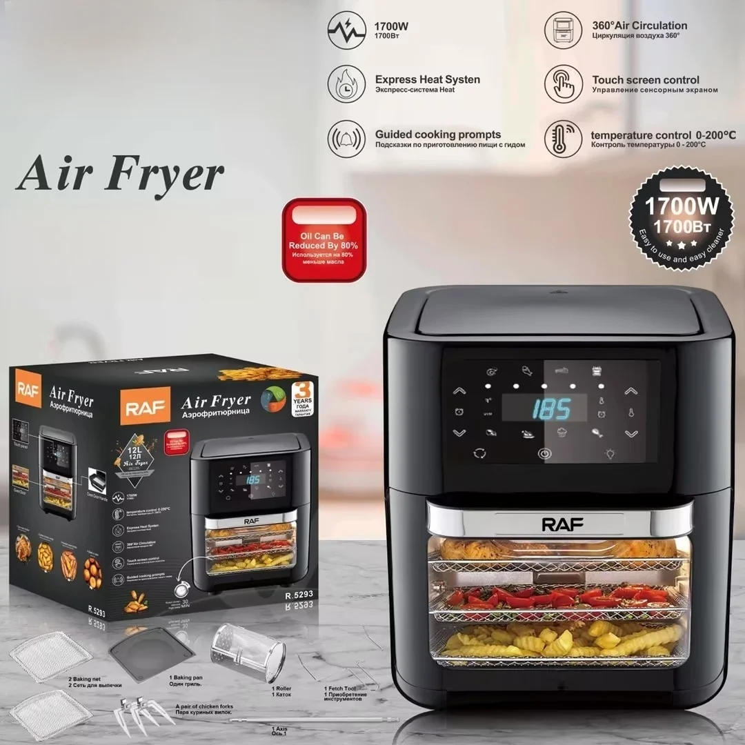European Standard Square Air Fryer Multifunctional Household Oven Large Capacity Smart Touch Screen Non-Stick Surface Overheat