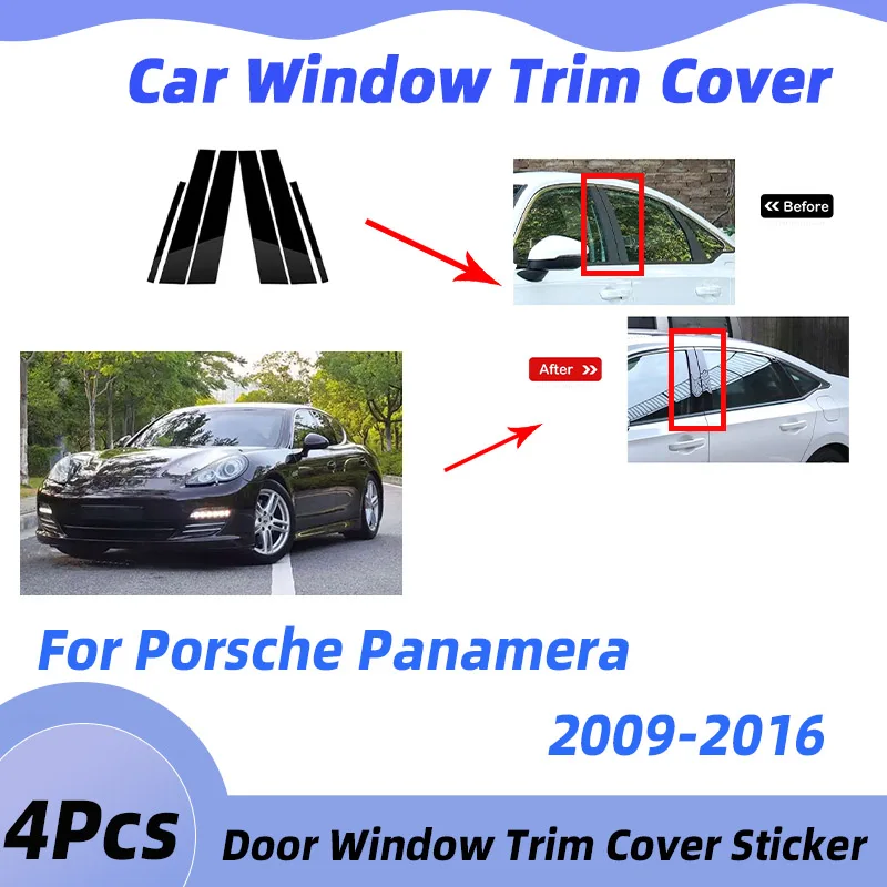 

4 шт., накладка на автомобильную колонку для Porsche Panamera 2009-2016 2010, оконная крышка автомобиля, наклейка на дверную стойку, внешние наклейки, авто