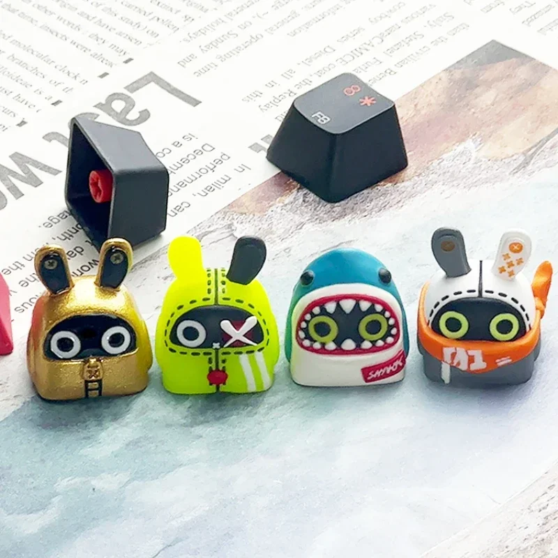 Zenless Zone Zero Bangboo Cartoon Keycaps Custom Key Caps Resin Artisan Gaming Keycaps for Mechanical Keyboard Accessories Gift