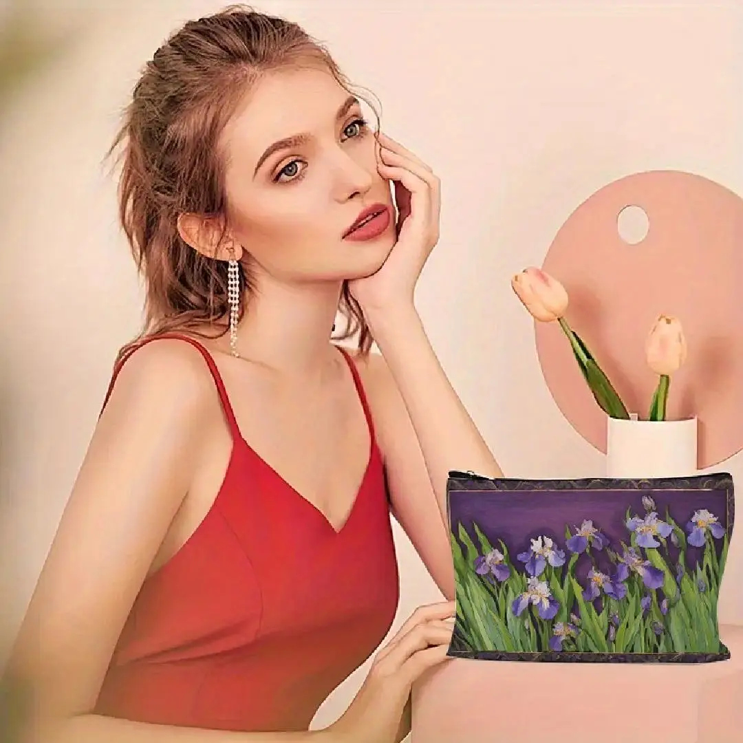 A Daisy Flower Print Makeup Bag - Multi-functional Large Capacity Portable Makeup Bag, Perfect Travel Zipper Small Storage Bag 5