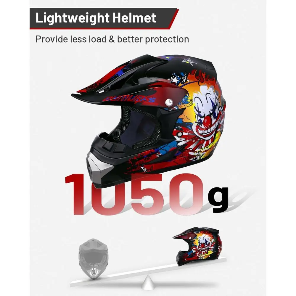 خوذة الدراجة الترابية للشباب مع نظارات وقفازات للأعمار من 5 إلى 14 عامًا، مناسبة لمركبة الأطفال، ذات العجلات الأربع، موتوكروس، BMX، MX، UTV، Offro #3