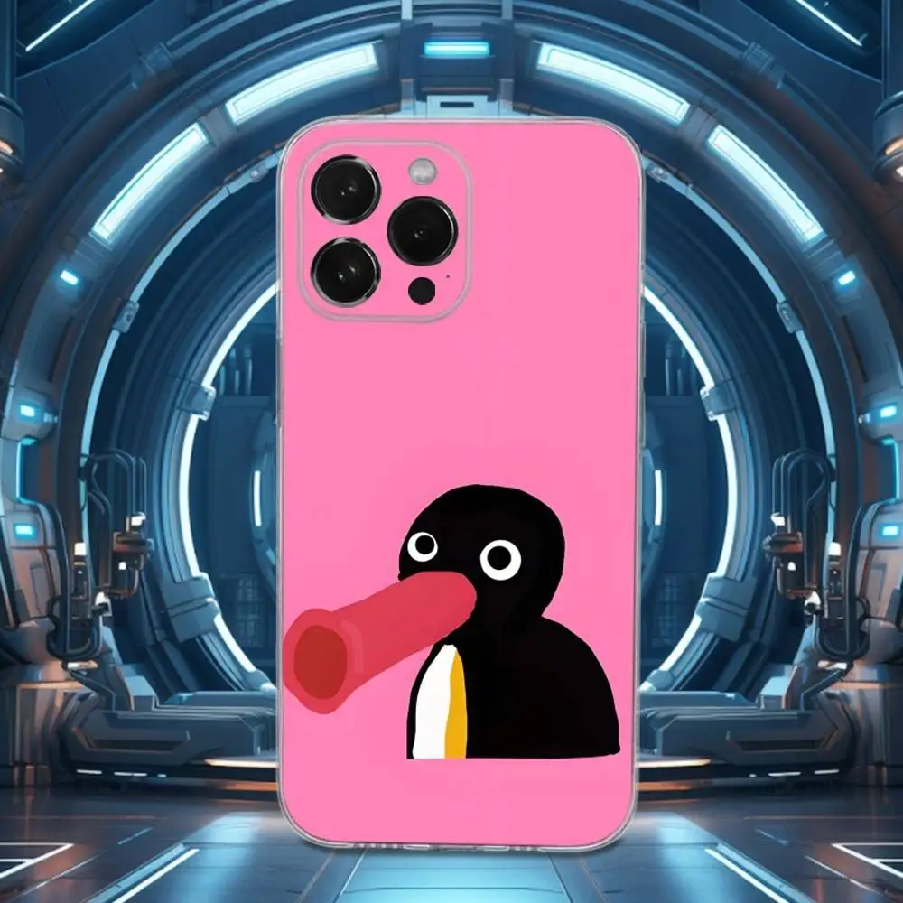 حافظة هاتف لطيفة على شكل Pingu Penguin لهاتف iPhone 16,15,17,14,13,12,11 Pro,Max,Plus,X,XS,XR,SE,غطاء ناعم شفاف صغير #5