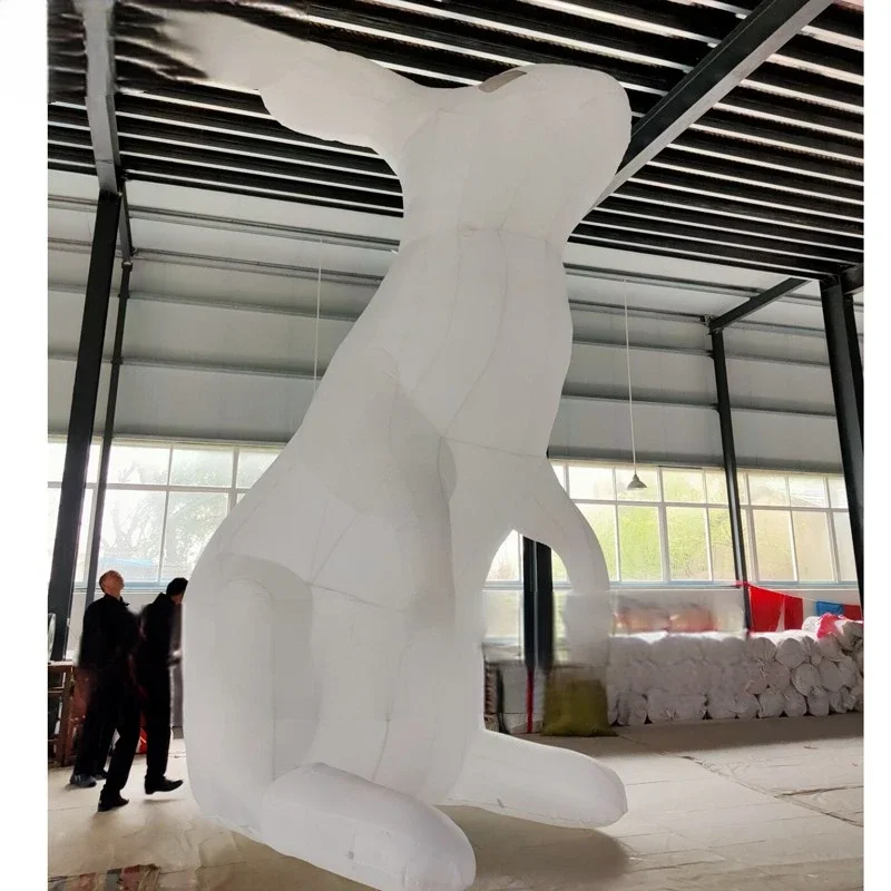 Giant White Inflatable Bunny with LED, Inflatables rabbit  Balloons for Easter Decorations include blower for Night Display